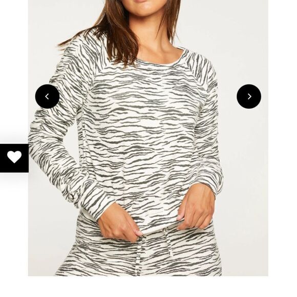 Chaser Zebra Print Shirred Pullover Lightweight Sweatshirt - Picture 1 of 14